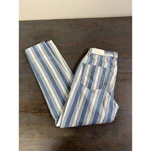 Womens American Eagle High Rise Mom Jeans New With Tags Size 00 Blue & White